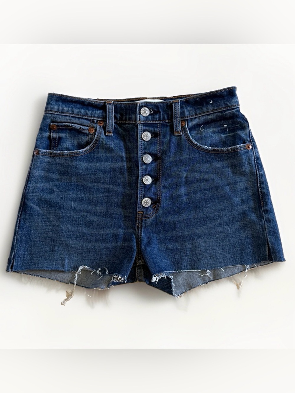 Abercrombie & Fitch Womens 26/2S Ultra High Rise Denim Shorts Button Fly Cutoff